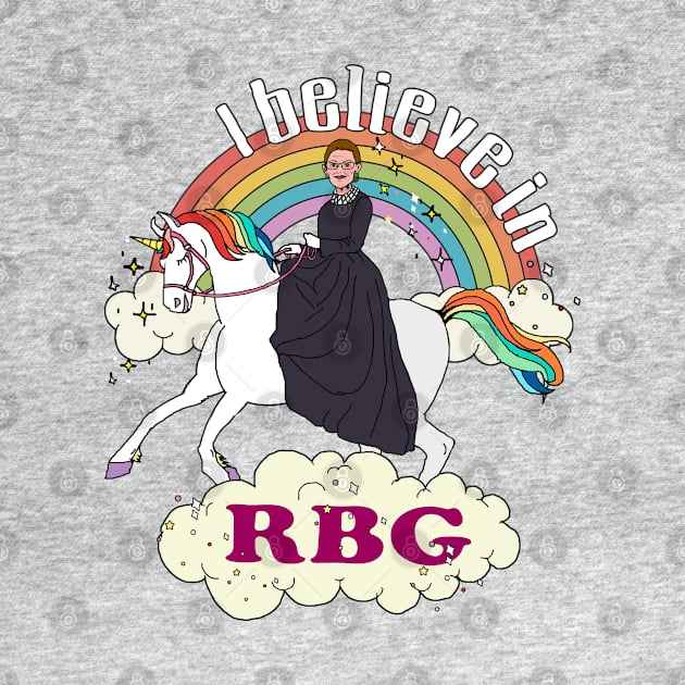 Rainbow I Believe In RBG Ruth Riding Unicorn by meowstudio